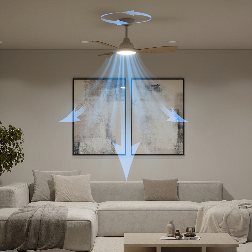 Philips - LED zatemljiv stropni ventilator OLAS LED/24W/230V premer 106 cm bela/rjava + daljinski upravljalnik