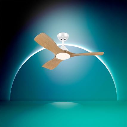 Philips - LED zatemljiv stropni ventilator OLAS LED/24W/230V premer 106 cm bela/rjava + daljinski upravljalnik