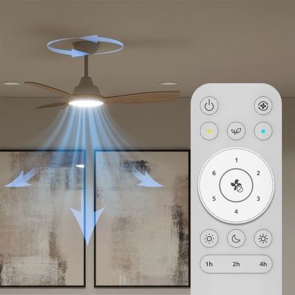 Philips - LED zatemljiv stropni ventilator OLAS LED/24W/230V premer 106 cm bela/rjava + daljinski upravljalnik