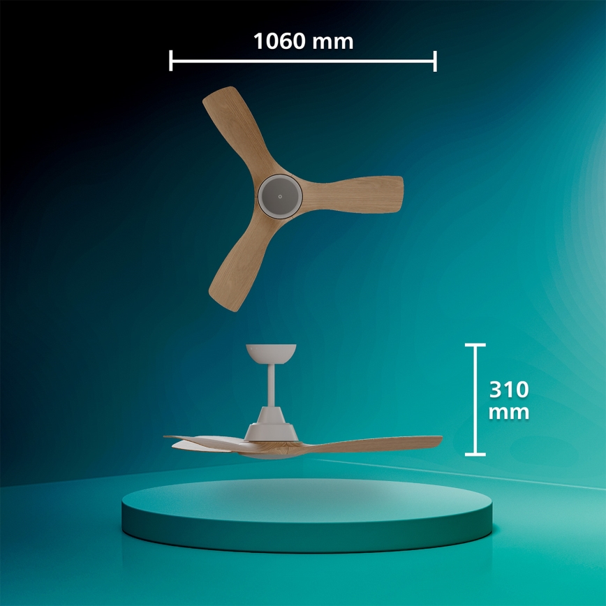 Philips - LED zatemljiv stropni ventilator OLAS LED/24W/230V premer 106 cm bela/rjava + daljinski upravljalnik