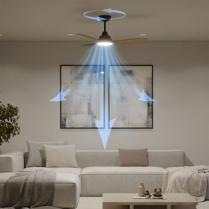 Philips - LED zatemljiv stropni ventilator OLAS LED/24W/230V premer 106 cm črna/rjava + z daljinskim upravljalnikom