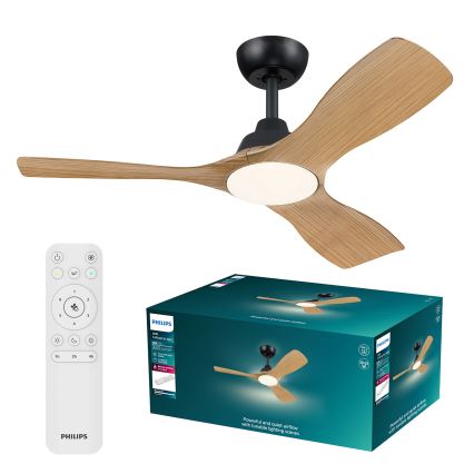 Philips - LED zatemljiv stropni ventilator OLAS LED/24W/230V premer 106 cm črna/rjava + z daljinskim upravljalnikom