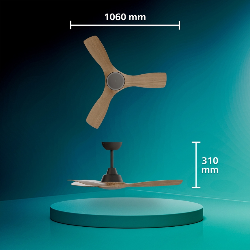 Philips - LED zatemljiv stropni ventilator OLAS LED/24W/230V premer 106 cm črna/rjava + z daljinskim upravljalnikom