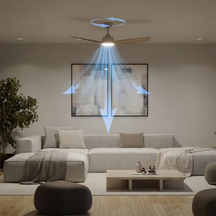 Philips - LED zatemljiv stropni ventilator OLAS LED/24W/230V Ø 132 cm bela/rjava + daljinski upravljalnik