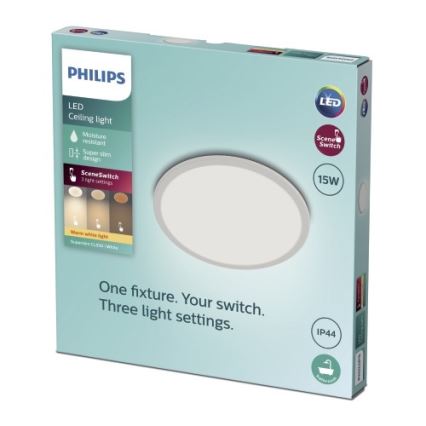 Philips - LED Zatemnitvena kopalniška stropna svetilka SCENE SWITCH LED/15W/230V IP44 2700K