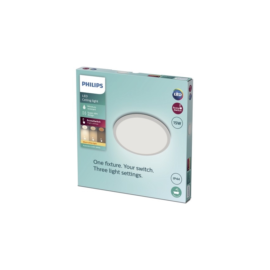 Philips - LED Zatemnitvena kopalniška stropna svetilka SCENE SWITCH LED/15W/230V IP44 2700K
