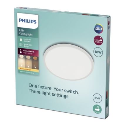 Philips - LED Zatemnitvena kopalniška stropna svetilka SCENE SWITCH LED/18W/230V IP44 2700K