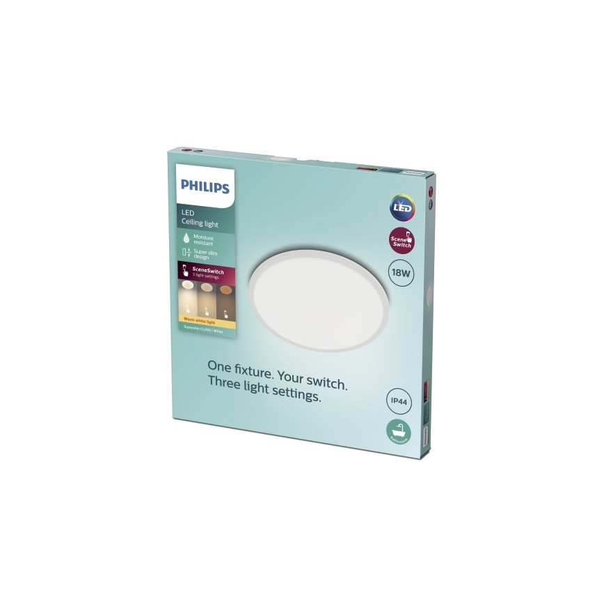 Philips - LED Zatemnitvena kopalniška stropna svetilka SCENE SWITCH LED/18W/230V IP44 2700K