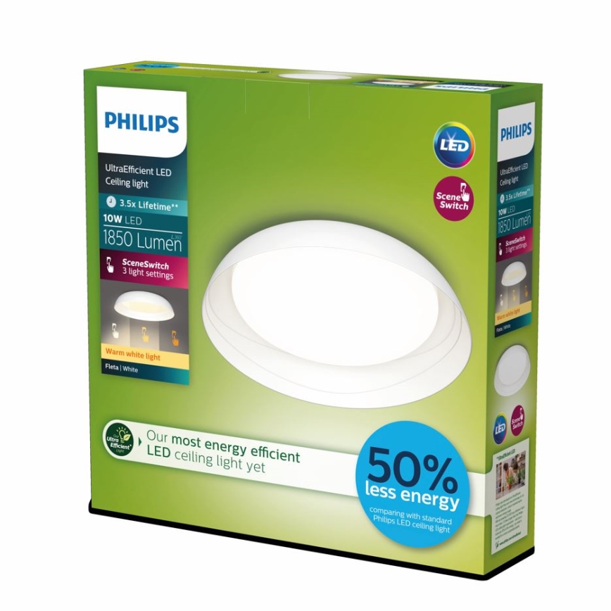 Philips - LED Zatemnitvena stropna svetilka FLETA SCENE SWITCH LED/10W/230V 2700K bela