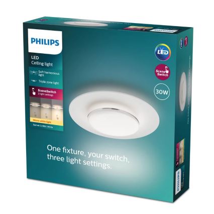 Philips- LED Zatemnitvena stropna svetilka SCENE SWITCH LED/30W/230V 2700K srebrna