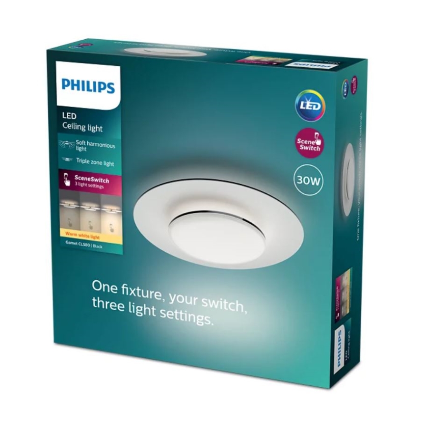 Philips- LED Zatemnitvena stropna svetilka SCENE SWITCH LED/30W/230V 2700K črna