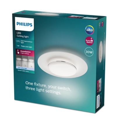 Philips- LED Zatemnitvena stropna svetilka SCENE SWITCH LED/30W/230V 4000K srebrna