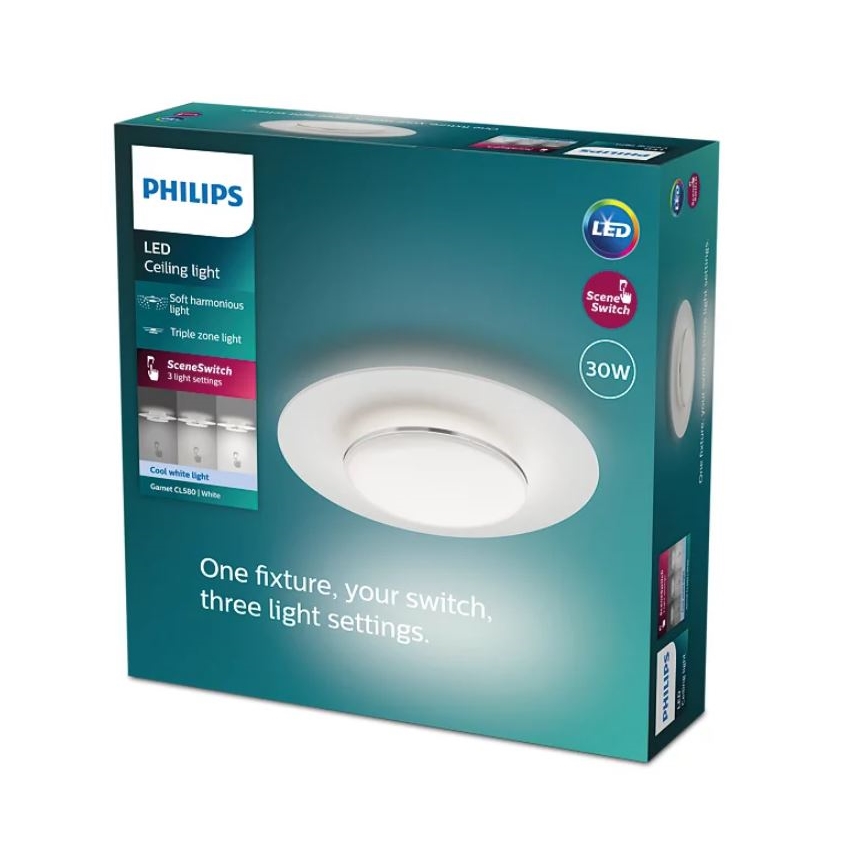 Philips- LED Zatemnitvena stropna svetilka SCENE SWITCH LED/30W/230V 4000K srebrna