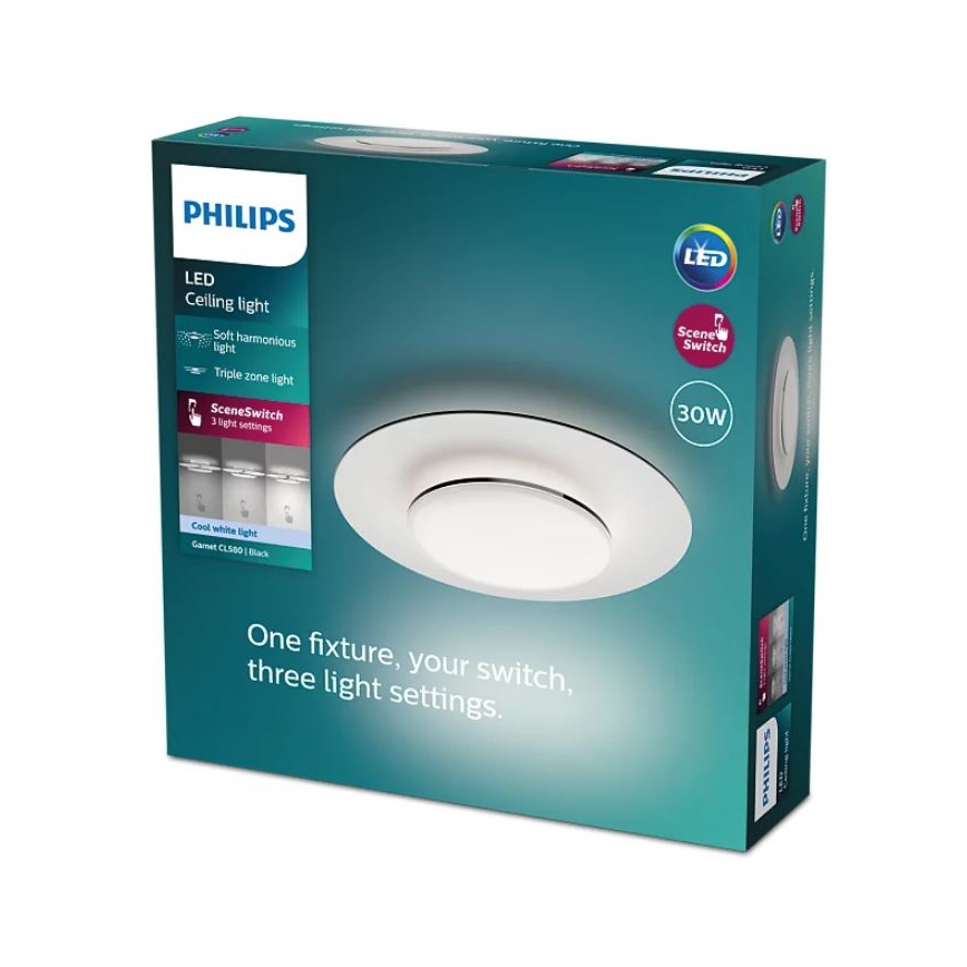 Philips- LED Zatemnitvena stropna svetilka SCENE SWITCH LED/30W/230V 4000K črna