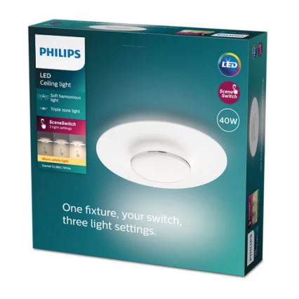 Philips- LED Zatemnitvena stropna svetilka SCENE SWITCH LED/40W/230V 2700K srebrna