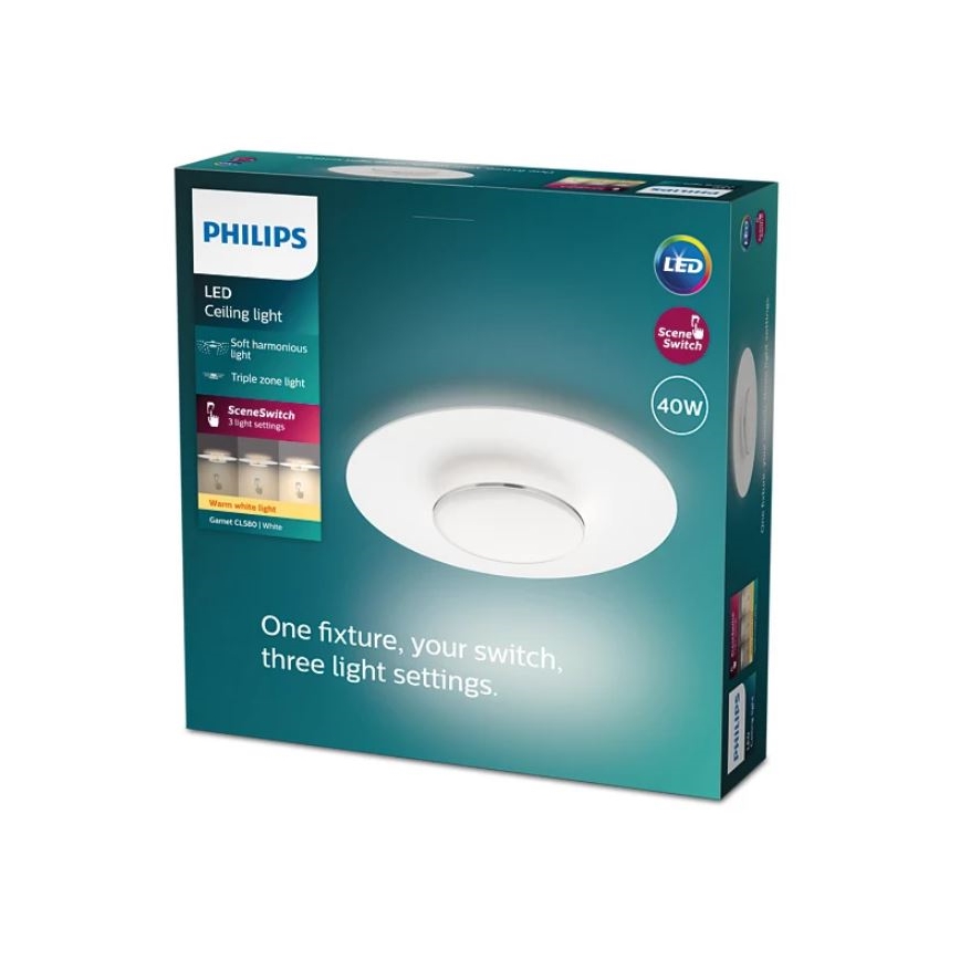 Philips- LED Zatemnitvena stropna svetilka SCENE SWITCH LED/40W/230V 2700K srebrna