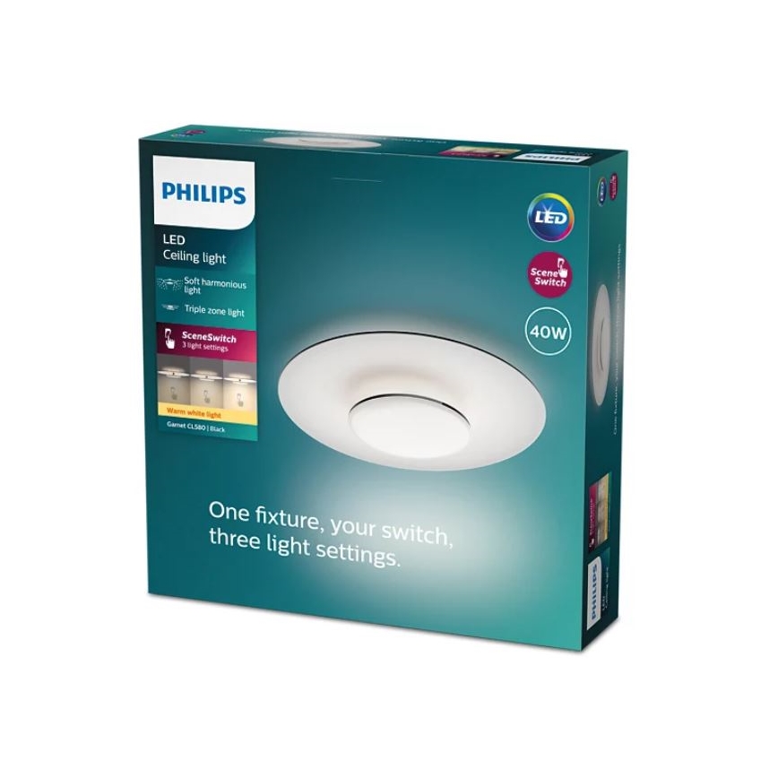 Philips- LED Zatemnitvena stropna svetilka SCENE SWITCH LED/40W/230V 2700K črna