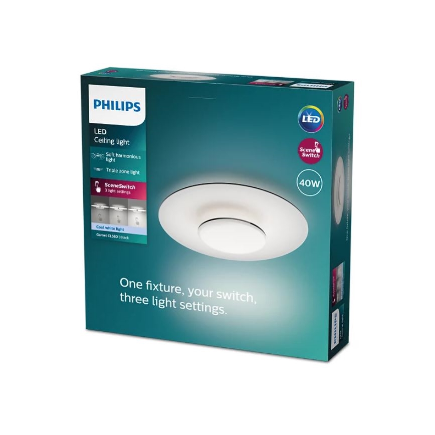Philips- LED Zatemnitvena stropna svetilka SCENE SWITCH LED/40W/230V 4000K črna