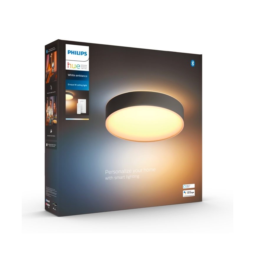 Philips - LED Zatemnitvena stropna svetilka Hue LED/19,2W/230V 2200-6500K pr. 381 mm črna + Daljinski upravljalnik