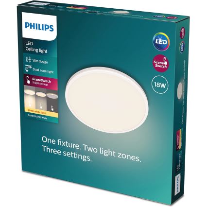 Philips - LED Zatemnitvena stropna svetilka SCENE SWITCH LED/18W/230V pr. 30 cm 2700K bela