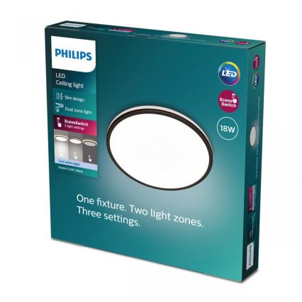 Philips - LED Zatemnitvena stropna svetilka SCENE SWITCH LED/18W/230V pr. 30 cm 4000K črna