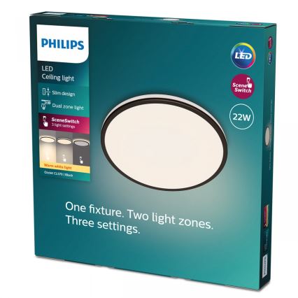 Philips - LED Zatemnitvena stropna svetilka SCENE SWITCH LED/22W/230V pr. 40 cm 2700K črna