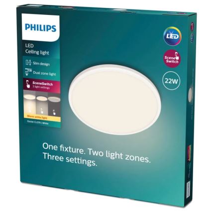 Philips - LED Zatemnitvena stropna svetilka SCENE SWITCH LED/22W/230V pr. 40 cm 2700K bela