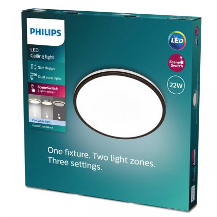 Philips - LED Zatemnitvena stropna svetilka SCENE SWITCH LED/22W/230V pr. 40 cm 4000K črna