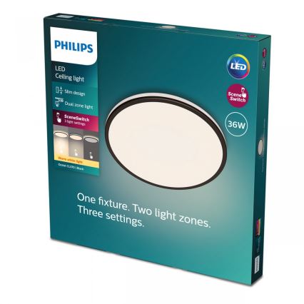 Philips - LED Zatemnitvena stropna svetilka SCENE SWITCH LED/36W/230V pr. 50 cm 2700K črna