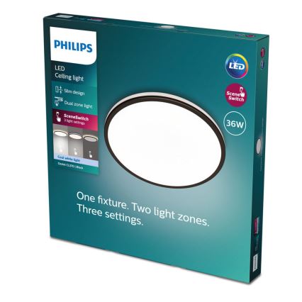 Philips - LED Zatemnitvena stropna svetilka SCENE SWITCH LED/36W/230V pr. 50 cm 4000K črna