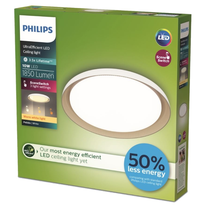 Philips - LED Zatemnitvena stropna svetilka PEBBLO SCENE SWITCH LED/10W/230V 2700K bela