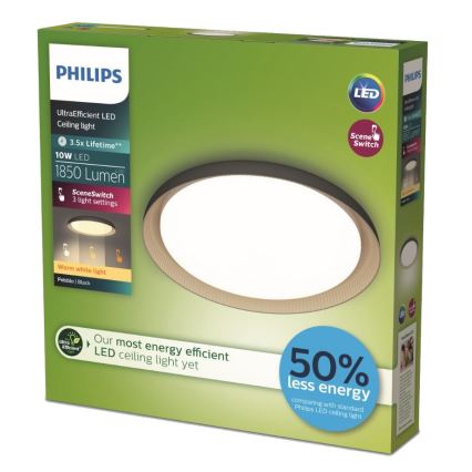 Philips - LED Zatemnitvena stropna svetilka PEBBLO SCENE SWITCH LED/10W/230V 2700K črna