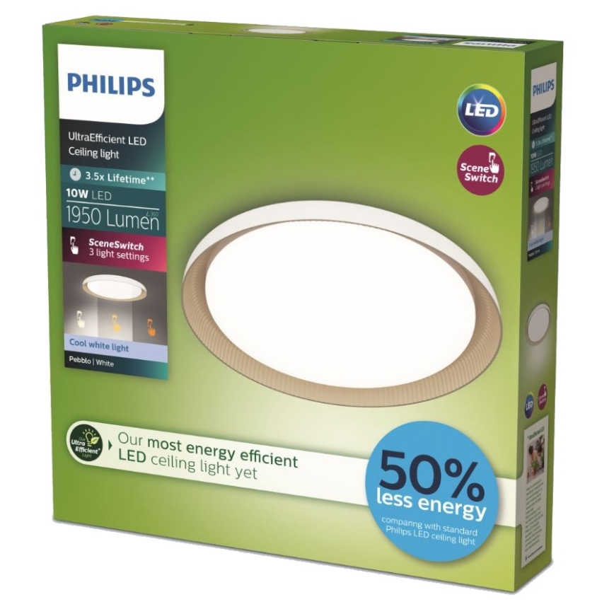 Philips - LED Zatemnitvena stropna svetilka PEBBLO SCENE SWITCH LED/10W/230V 4000K bela