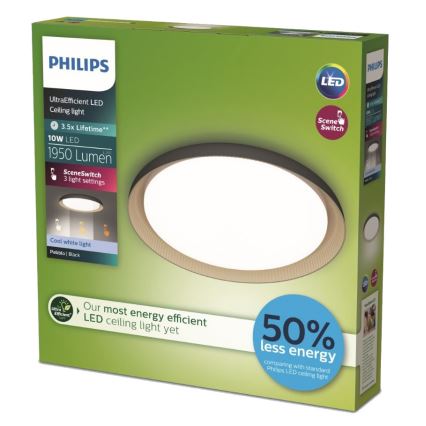 Philips - LED Zatemnitvena stropna svetilka PEBBLO SCENE SWITCH LED/10W/230V 4000K črna