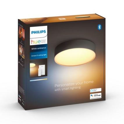 Philips - LED Zatemnitvena stropna svetilka Hue LED/9,6W/230V 2200-6500K pr. 261 mm črna + Daljinski upravljalnik