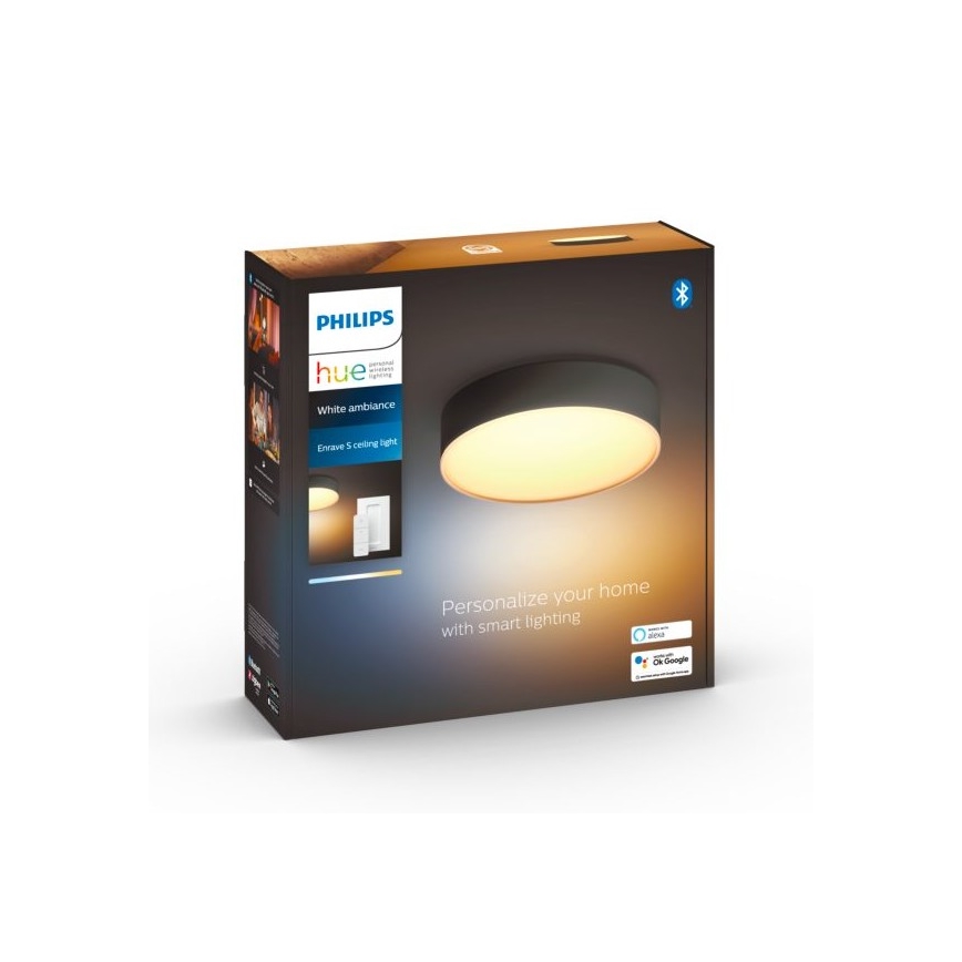 Philips - LED Zatemnitvena stropna svetilka Hue LED/9,6W/230V 2200-6500K pr. 261 mm črna + Daljinski upravljalnik