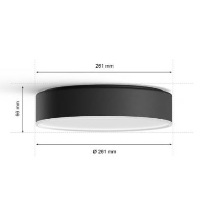 Philips - LED Zatemnitvena stropna svetilka Hue LED/9,6W/230V 2200-6500K pr. 261 mm črna + Daljinski upravljalnik