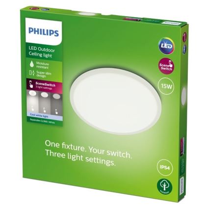 Philips - LED Zatemnitvena zunanja svetilka SUPERSLIM SCENE SWITCH LED/15W/230V IP54 bela