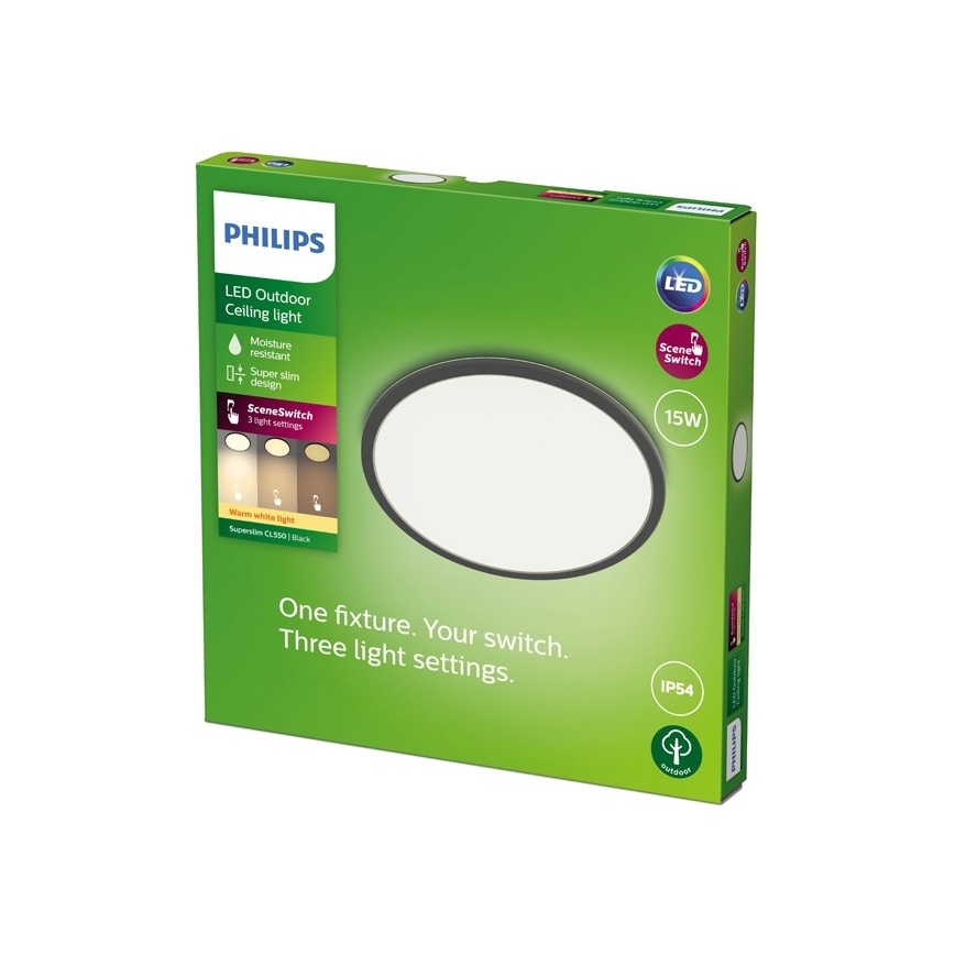 Philips - LED Zatemnitvena zunanja svetilka SUPERSLIM SCENE SWITCH LED/15W/230V IP54 črna