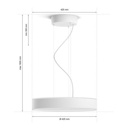 Philips - LED Zatemnitveni lestenec na vrvici Hue LED/33,5W/230V 2200-6500K bela + Daljinski upravljalnik