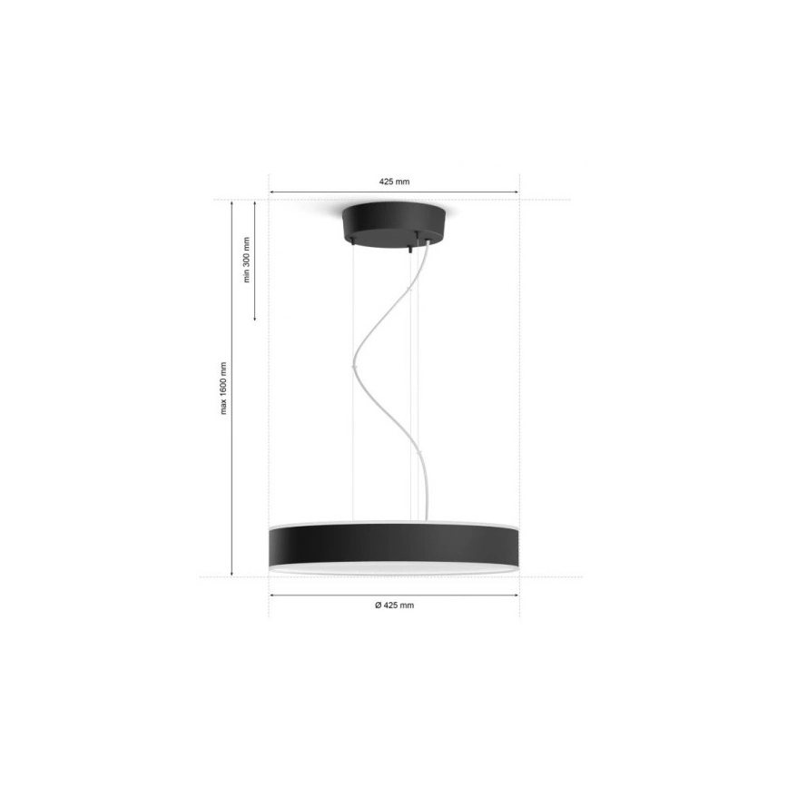 Philips - LED Zatemnitveni lestenec na vrvici Hue LED/33,5W/230V 2200-6500K črna + Daljinski upravljalnik