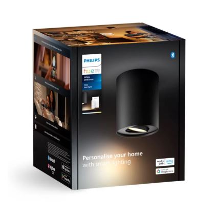 Philips - LED Zatemnitveni reflektor Hue PILLAR 1xGU10/4,2W/230V 2200-6500K + Daljinski upravljalnik črna