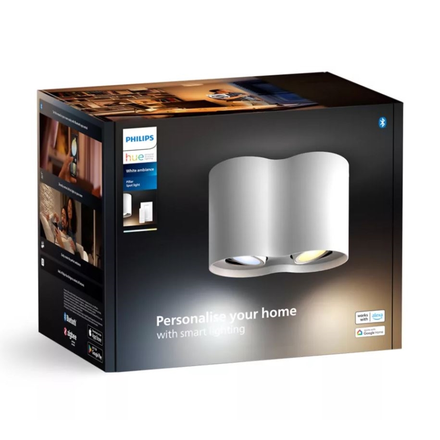 Philips - LED Zatemnitveni reflektor Hue PILLAR 2xGU10/4,2W/230V 2200-6500K + Daljinski upravljalnik bela