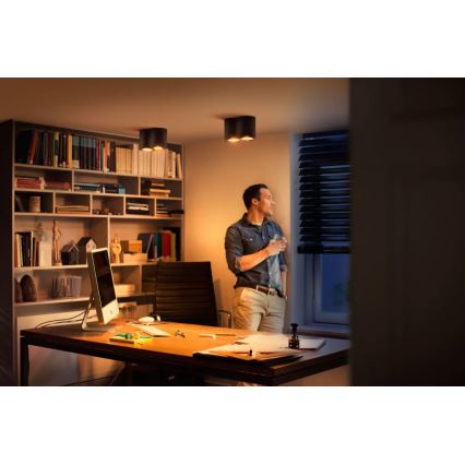 Philips - LED Zatemnitveni reflektor Hue PILLAR 2xGU10/4,2W/230V 2200-6500K + Daljinski upravljalnik črna