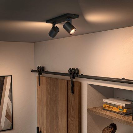 Philips - LED Zatemnitveni reflektor Hue RUNNER 2xGU10/4,2W/230V 2200-6500K + Daljinski upravljalnik črna