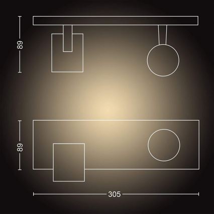 Philips - LED Zatemnitveni reflektor Hue RUNNER 2xGU10/4,2W/230V 2200-6500K + Daljinski upravljalnik črna