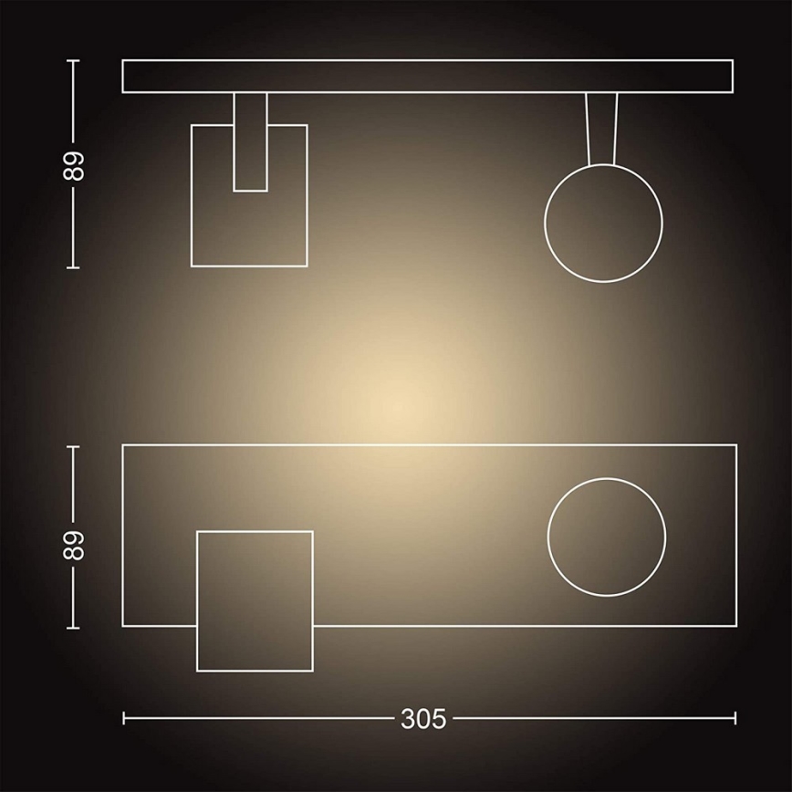 Philips - LED Zatemnitveni reflektor Hue RUNNER 2xGU10/4,2W/230V 2200-6500K + Daljinski upravljalnik črna