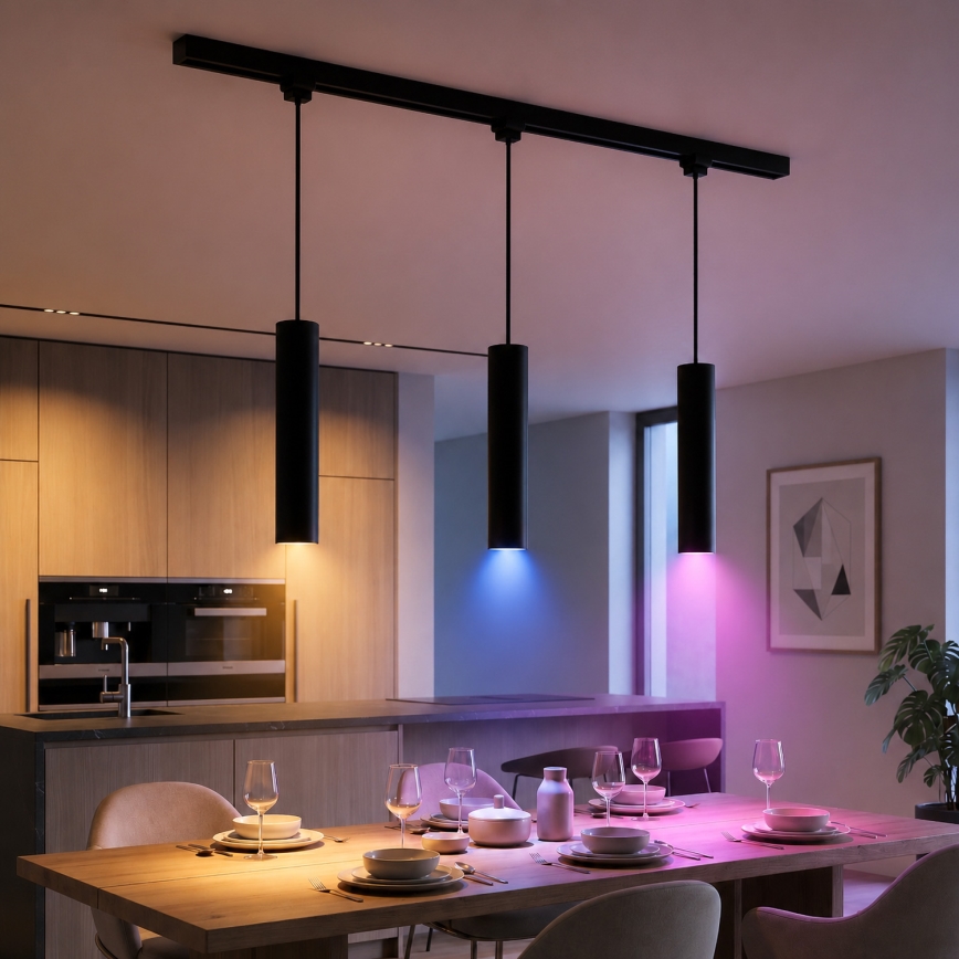 Philips - LED RGBW zatemljiv lestenec na kablu za tirni sistem EASYLINK HUE 3xGU10/4,7W/230V 2200-6500K 1m črn