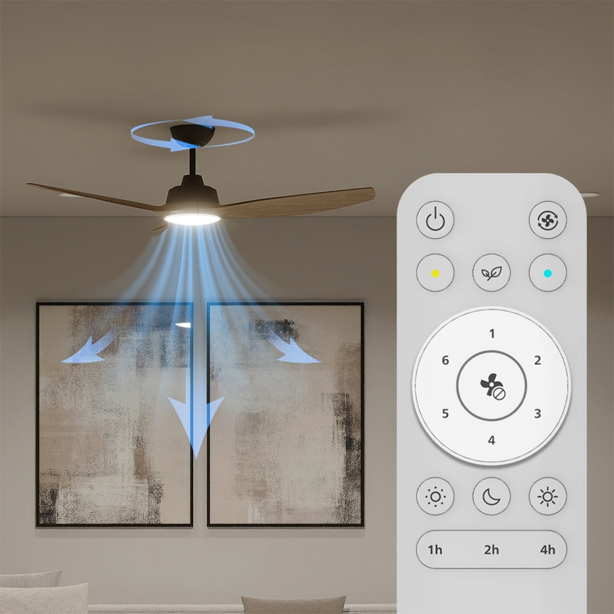 Philips - LED zatemljiv stropni ventilator OLAS LED/24W/230V Ø 132 cm črna/rjava + daljinski upravljalnik