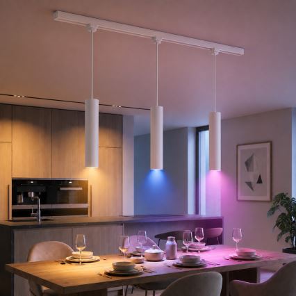 Philips - LED RGBW zatemljiv lestenec na kablu v tirnem sistemu EASYLINK HUE 3xGU10/4,7W/230V 2200-6500K 1m bela